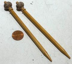Set Of 2! Hair Sticks Tan Wooden W/ Tan/Cream Beads 5.5″ Long