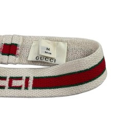 GUCCI Headband Hairband Web Stripe Logo Ivory White Size M 54cm Elastic Italy