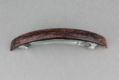 Brown Black thin skinny narrow rectangle barrette hair clip 4.5″ long brushed