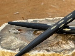 PAIR of 5″ Hand Carved Buffalo Bone Black and White Natural Hair Sticks–2321.25