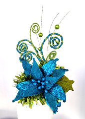 Headdress for Women Adult Christmas Holiday Poinsettia Blue Green New Years USA