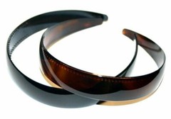Women Girls Hair Headband Glossy Black Brown Leather Print Wahba Made in France