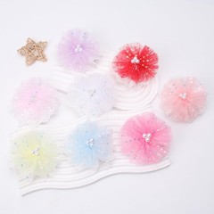 2 PCS 3.5 Inch Blue Lace Pearl Ribbon Bow Alligator Clips Women Girls Hair