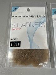 Lot Of 3 Sensations Premium Brand Large Light Brown Hairnets by Siris Packs Of 2