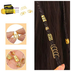 110 Pcs Gold Hair Jewelry for Braids and Dreadlocks – Metal Rings, Cuffs, Clips