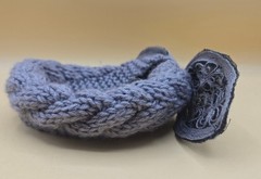 Women’s Gray Crochet Bow Headband Ear Warmer Turban Hair Band Knitted, EUC