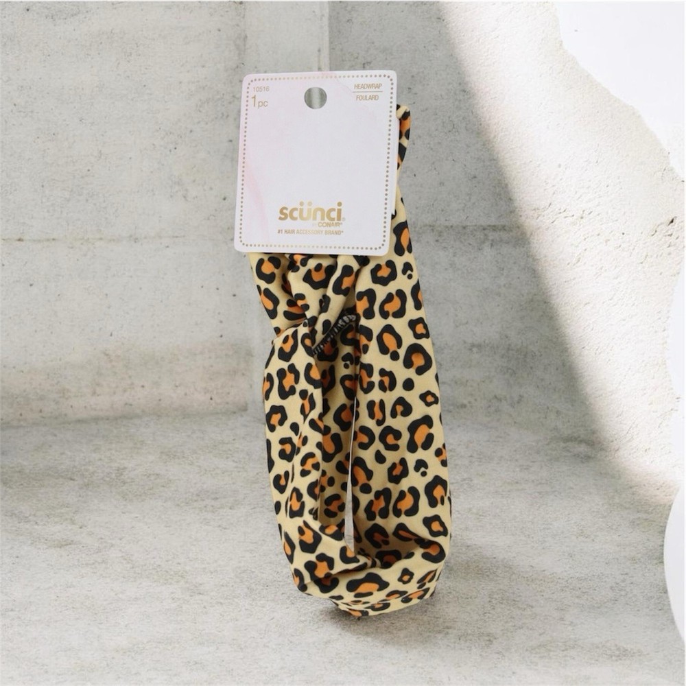 4 PACK Scunci Effortless Beauty Headband Headwraps Leopard Print