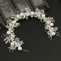 33cm Big Flower White Pearl Crystal Hair Head Band Accessories Bridal Wedding