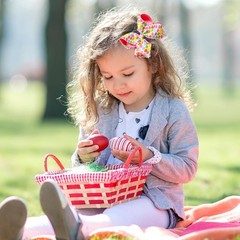 Easter Eggs Hair Bow Clips, 4.5 IN 2-Layer Hair Bows for Girls Grosgrain Ribb…