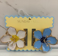 Sunday State Hair Clips Flowers Set Of 2 New