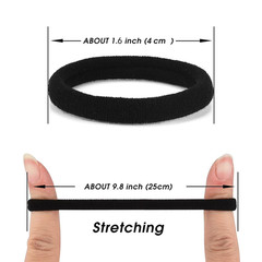 50PCS Black Hair Ties,Cotton Seamless Ponytail Holders,No Damage Elastics Hair B