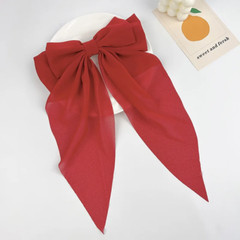 Solid Color Chiffon Ribbon Big Bows Hairpin Spring Clips Hair Accessories for Wo