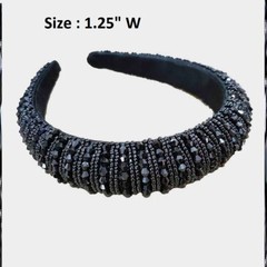 1.25″ Wide Padded Embellished Bling Seed Bicone Bead Crystal Rhinestone Headband