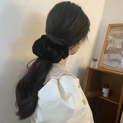 Oversize Black Velvet Scrunchies Hair Ties Women Girls Solid Rubber Big Elastic
