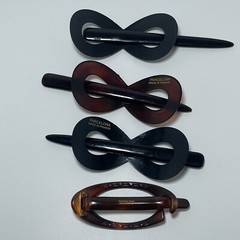 Parcelona French Tortoise Shell Black Hair Chicago Slide Pin Bun Clip Set Of 4