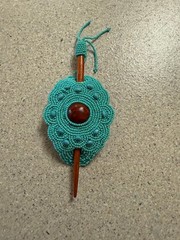 Fancy Beaded Barrette w/ Gemstone Center & Beaded stick closure.