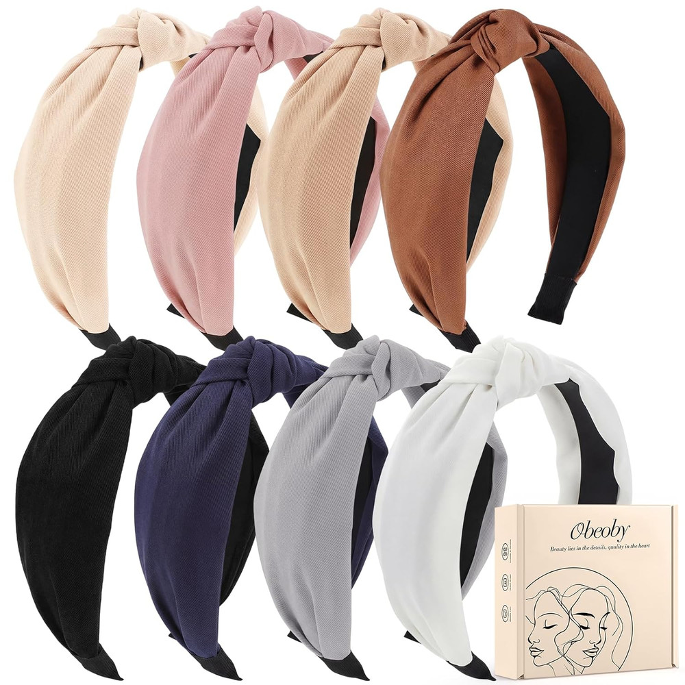 8Pcs Headbands for Women, Fashion Knotted Hairbands Brown Series Teacher Headban