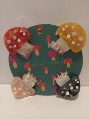 Sunday State Mushroom Hair Claw Cottage Core Boho Clips 4 Piece