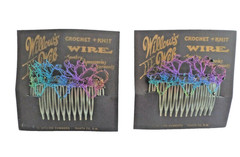 Hair Combs Willow’s Web Hand Crochet and Knit Wire Colorful Design Vintage NIB