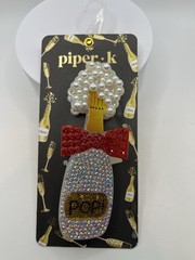 Piper K Pop Champagne Hair Clip Rhinestones Pearls SO PRETTY SEE ALL