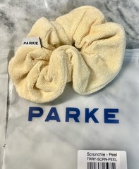 PARKE Scrunchies Peel Yellow and White NEW Terry Cloth Sold out RARE