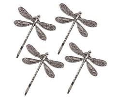 4Pcs Silver Dragonfly Hair Clip, Retro Wedding Antique Barrette, Bridal