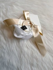 Rose Flower Hair Tie White Satin Bow Scrunchie Hair Accessories Valentine Gift