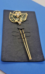 Vintage Gold Tone Floral Rhinestone Hair Pin Kanzashi Style Hair Stick New on…
