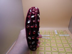 Rhinestone Velvet Top Knot Headband Burgundy Red Jewel Embellished Hair Band New
