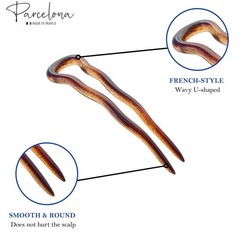 Parcelona French Mystic Large 3″ Cellulose Chignon U Shaped Hair Pins(Set of 3)