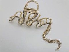 Crystal Hair Clip Rhinestone Large Snake Hair Claw Tassel Chain Flash Clamp Pin