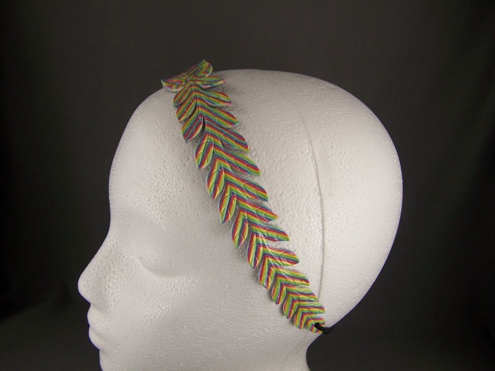 Yellow Blue Red laurel crown leaf leaves jelly headband soft stretch grip teeth