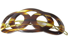 BEAUTIFUL TWISTED CARVED FAUX TORTOISE COLOR HAIR BARRETTE PLASTIC FRANCE