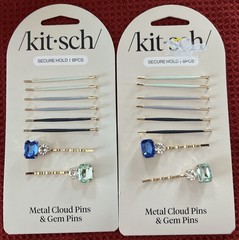 2 Packs of 8: Kitsch Metal Cloud Pins & Gem Bobby Pins Garden Bouquet Brand New