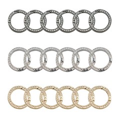 18Pcs Rhinestone Spring O Rings 1inch Bling Round Carabiner Clip Luxurious Diamo