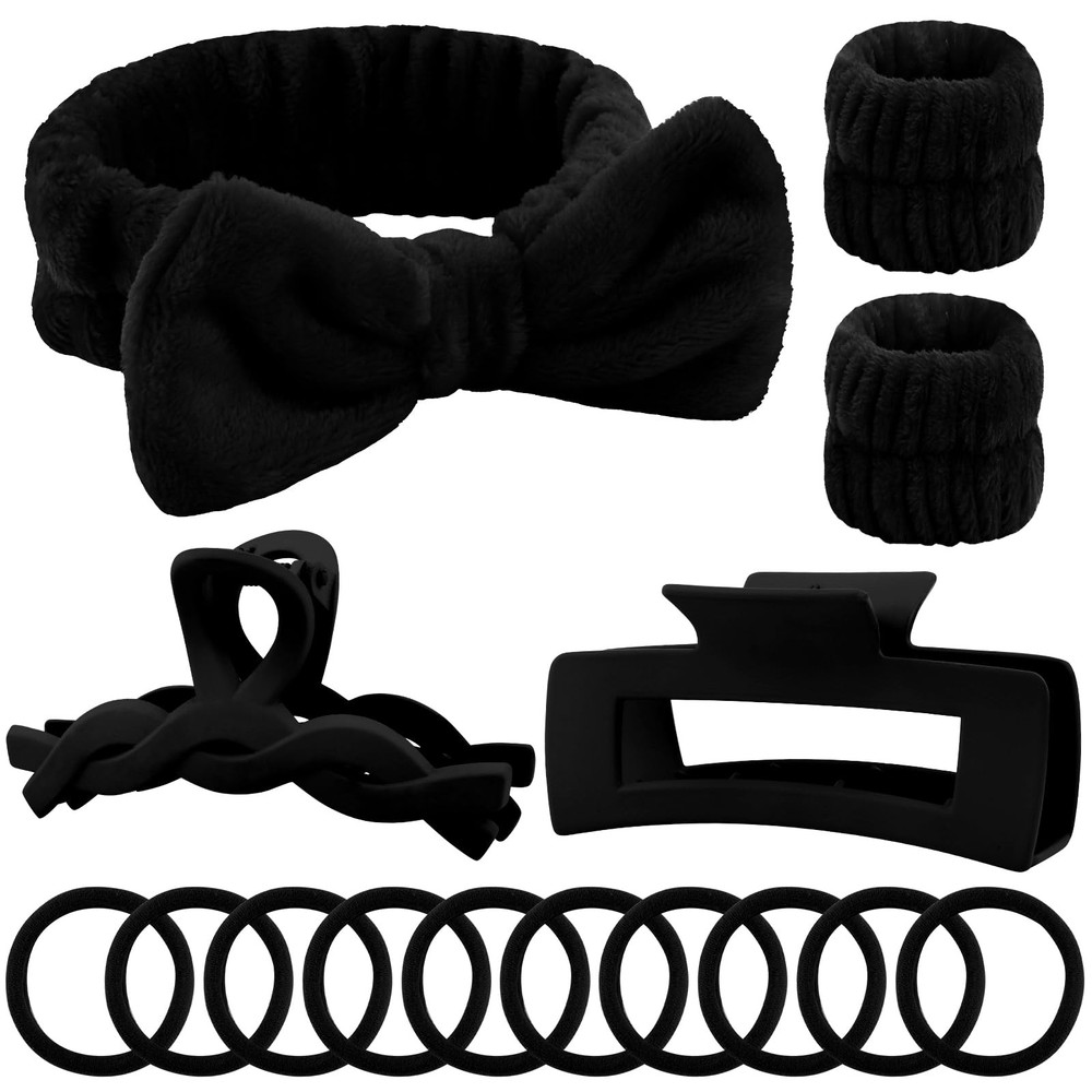 15Pcs Spa Headband and Wristband Set Skincare Headband for Bubble Skincare, S…