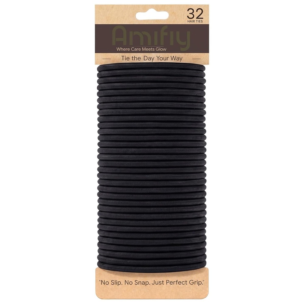 Black Hair Ties No Damage Organic Ponytail Holders