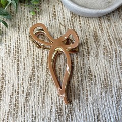 Brown and Gold Bow Style Hair Claw Clip