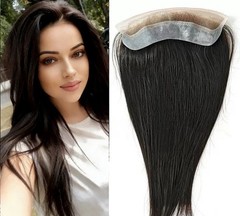 1.6″x7″ Lace Frontal Forehead PU Hairline Topper 100% Human hair, 1B color, 12in