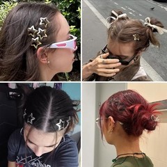 Star Hair Clips 2000s Y2K Black Gold Silver Star 15 P – 1.18″-black,gold,silver