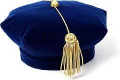 Graduation Doctoral Tam Blue Velvet 6 Sided with Gold Bullion Tassel Blue 6 S…