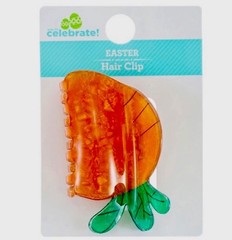 Easter Carrot Shaped Hair Claw Clip Orange and Green 3 Inches Long Cute Design