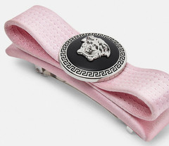 NWT Versace Pink Gianni Ribbon Medusa Tribute Logo Satin Bow Hair Clip Barrette