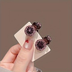 2Pcs Rhinestone Mini Hair Clips, Round for Bangs & Side Hair, Princess