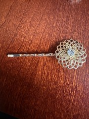 Set of 3 Gold Tone Bobby Pins with Rhinestones