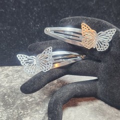 Hair Butterfly Snap Hair Clips Filigree Metal Barrettes Claw 1PCS