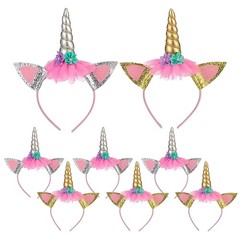 Little World 24 Pcs Unicorn Headband Flower Headbands Supplies Gold/Silver