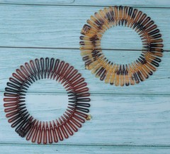 4 Pcs Circular Stretch Comb Plastic Black Brown Circle Spring Headband Flexib…