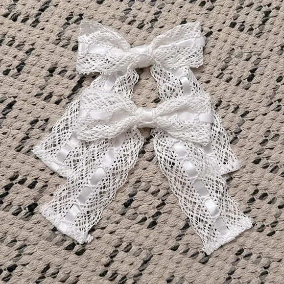 NEW Rococo Classic Lolita lace Ribbon Bow Comb Set of 2