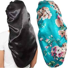 2 Pcs Silk Bonnet for Women Satin, Soft Elastic Band Silky Sleeping Cap Big Bonn